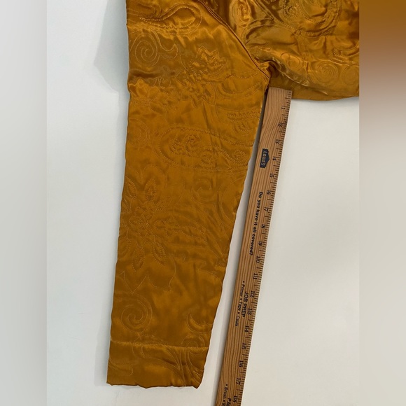 Classic Elements 80s Gold Satin Quilted Jacket mandarin collar women’s size L - Picture 6 of 11